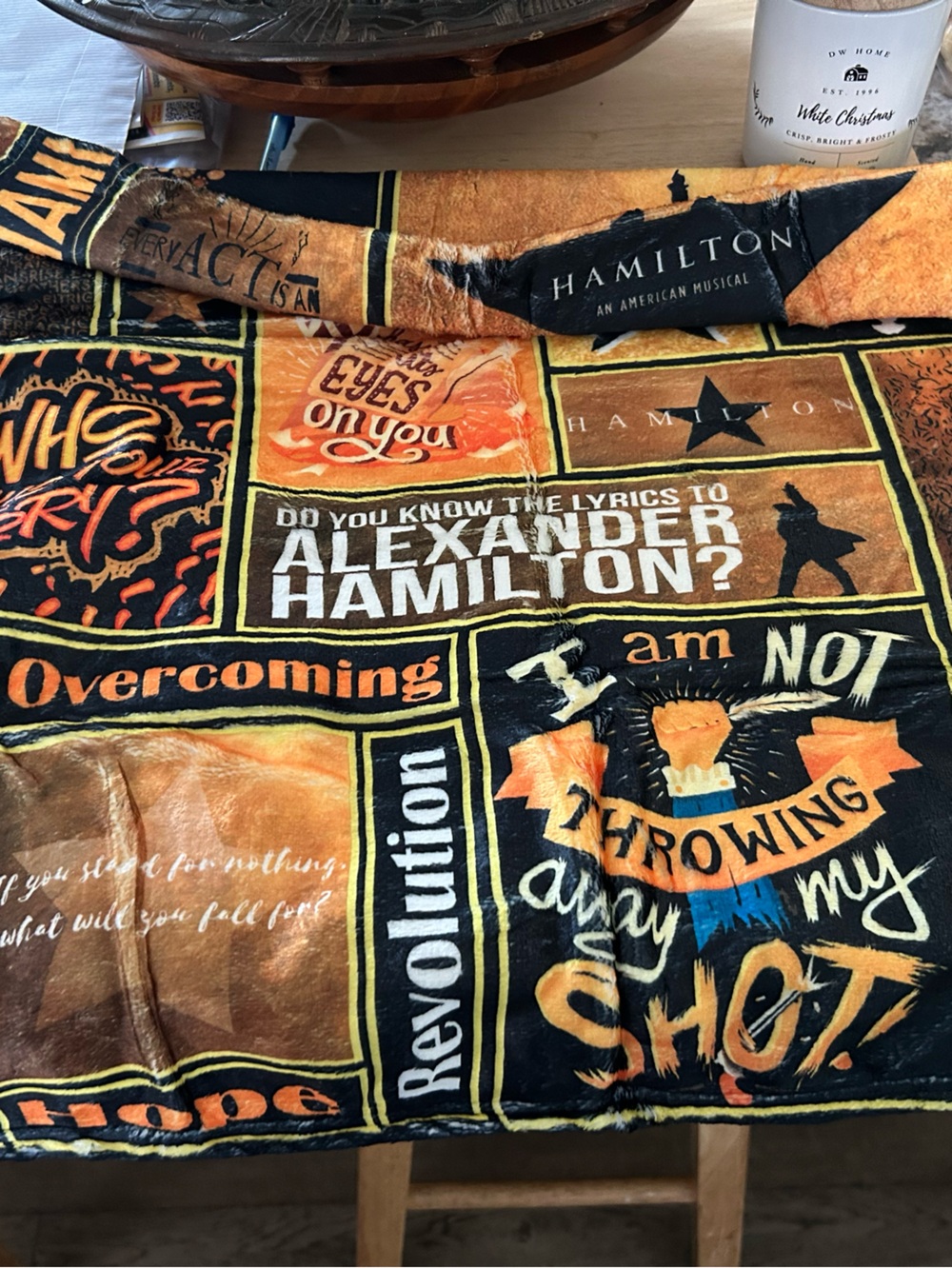 Hamilton Throw Blanket in Black, Orange, Cream & Tan